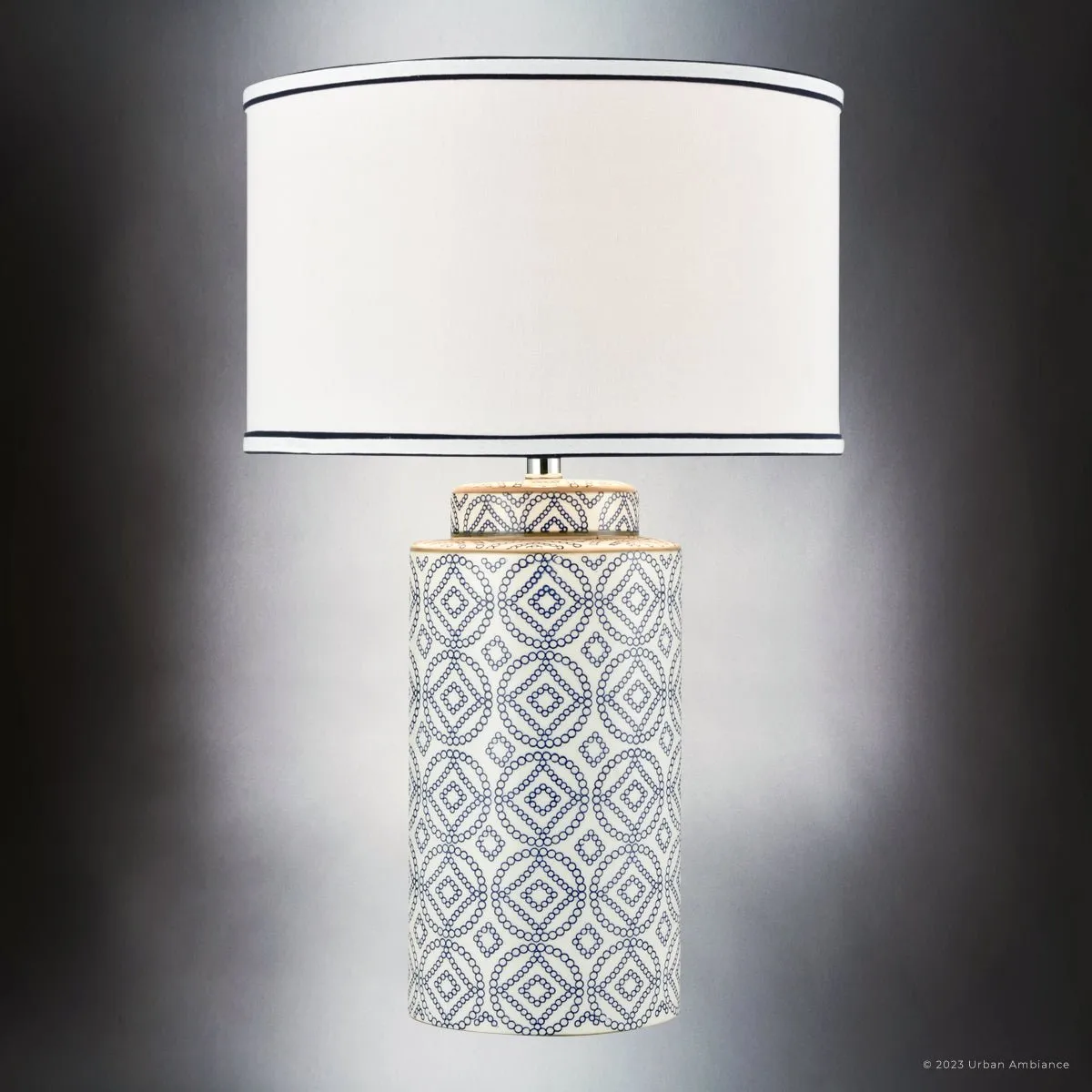 UEX7820 Traditional Table Lamp 17''W x 17''D x 27''H, Blue and White Finish, Rocklin Collection