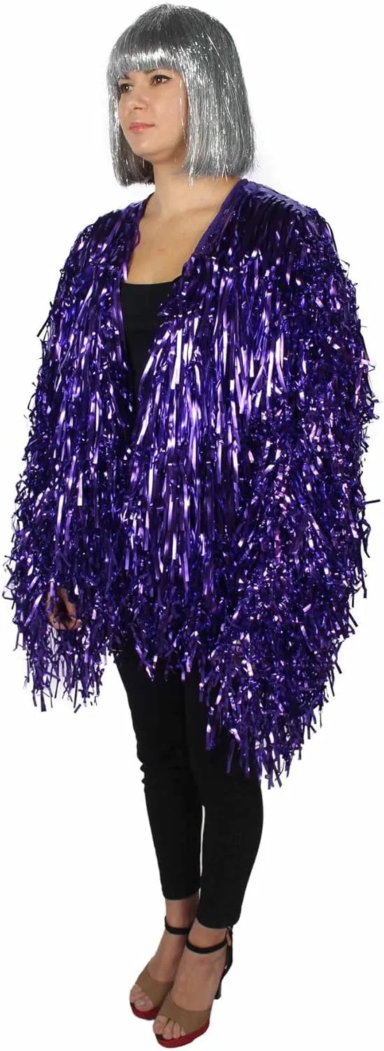 Unisex Thick Metallic Tinsel Foil Jacket - Extra Dense Shiny Glitter Costumes | Loose Fit Festival Rave Outfits