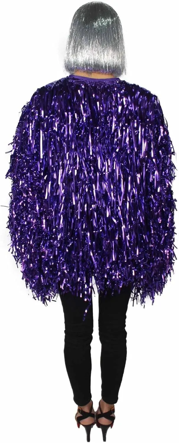 Unisex Thick Metallic Tinsel Foil Jacket - Extra Dense Shiny Glitter Costumes | Loose Fit Festival Rave Outfits