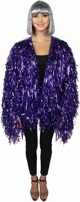 Unisex Thick Metallic Tinsel Foil Jacket - Extra Dense Shiny Glitter Costumes | Loose Fit Festival Rave Outfits