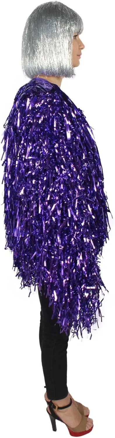 Unisex Thick Metallic Tinsel Foil Jacket - Extra Dense Shiny Glitter Costumes | Loose Fit Festival Rave Outfits