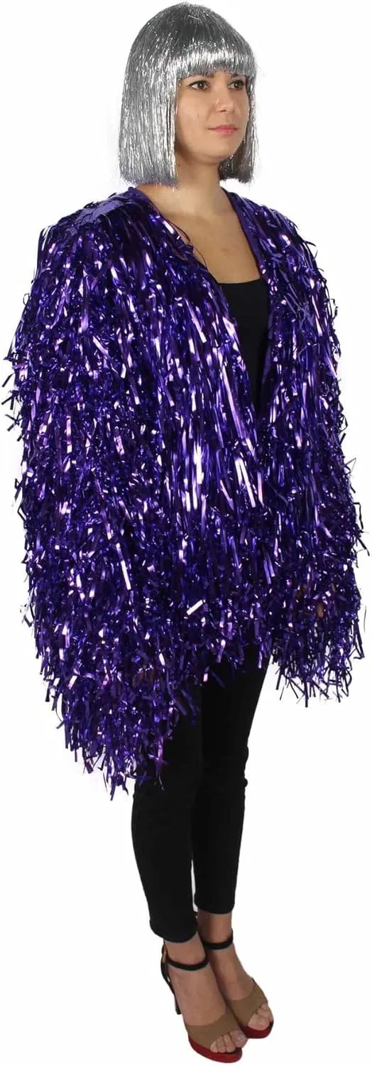 Unisex Thick Metallic Tinsel Foil Jacket - Extra Dense Shiny Glitter Costumes | Loose Fit Festival Rave Outfits