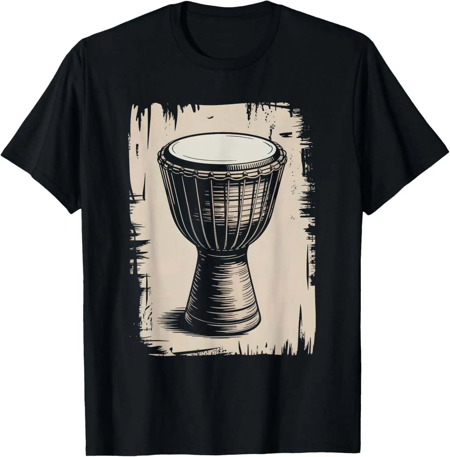 Vintage Djembe Drum Sketch Artistic Music Vibe T-Shirt