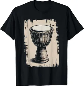 Vintage Djembe Drum Sketch Artistic Music Vibe T-Shirt