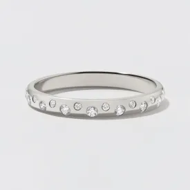 White Gold Scattered Diamond Wedding Band - Polished 2.5mm