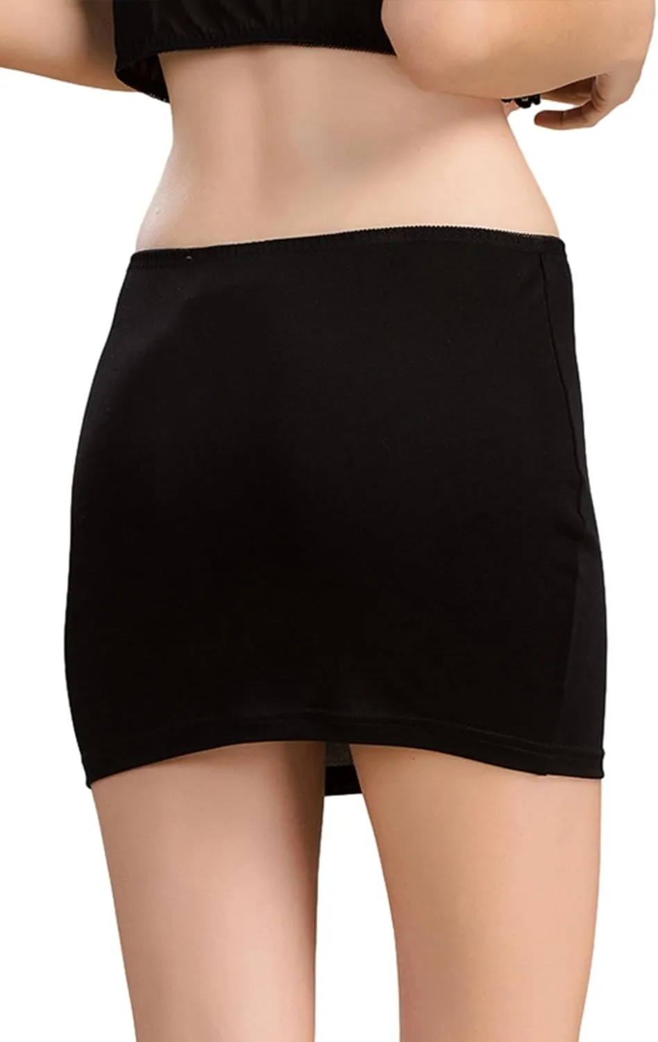 Women's Silk Half Slip Lace Trim Waist Short Underskirt Anti Cling Seamless Under Dress
