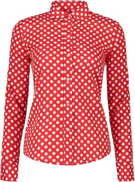 Women's Tops Feminine Long Sleeve Polka Dotted Button Down Casual Dress Blouses Shirts