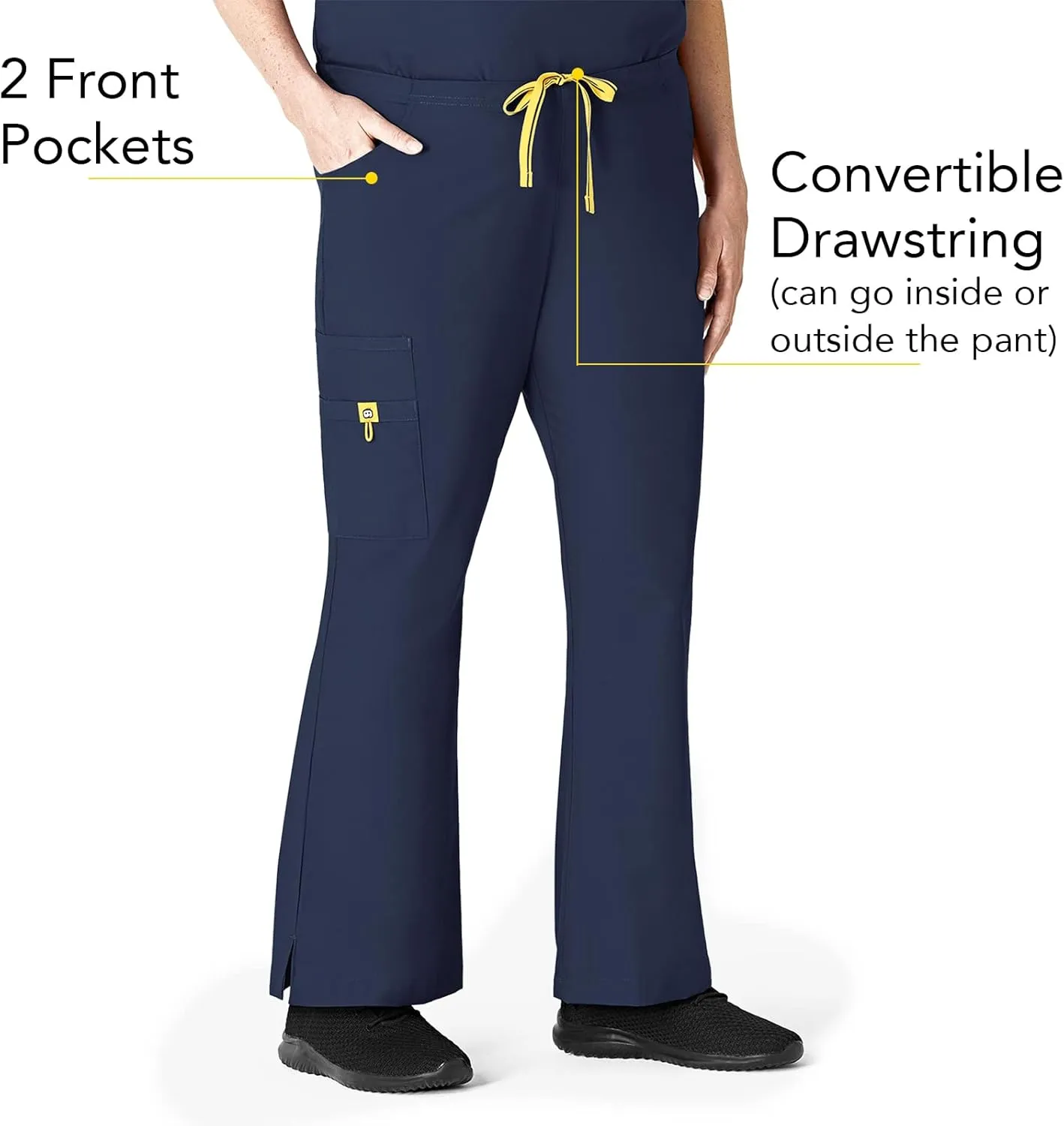 WonderWink Women's Scrubs Romeo Six-Pocket Flare Leg Pant - XS-5XL, 6 Pockets, Elastic Waistband with Convertible Drawstring