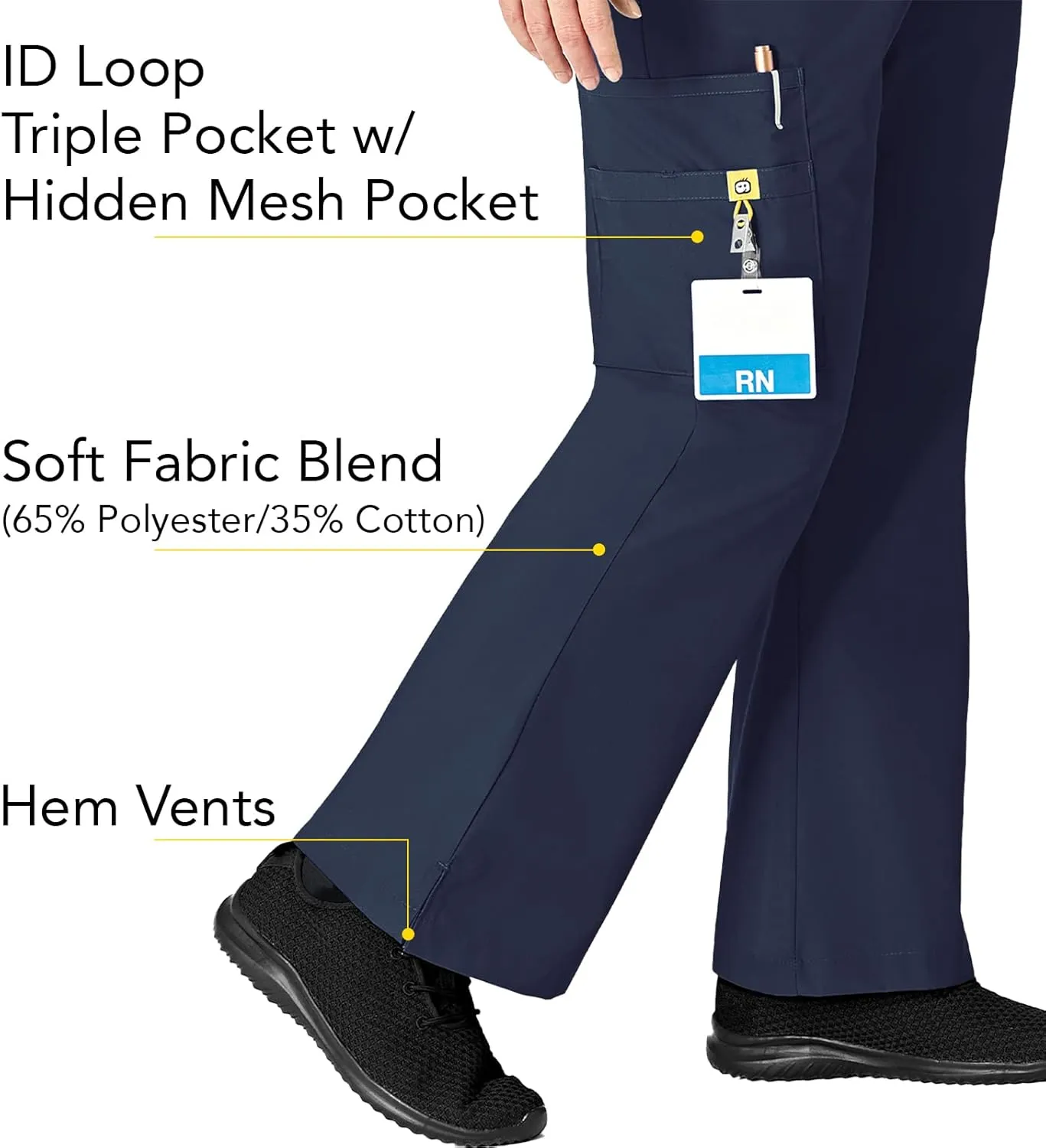 WonderWink Women's Scrubs Romeo Six-Pocket Flare Leg Pant - XS-5XL, 6 Pockets, Elastic Waistband with Convertible Drawstring