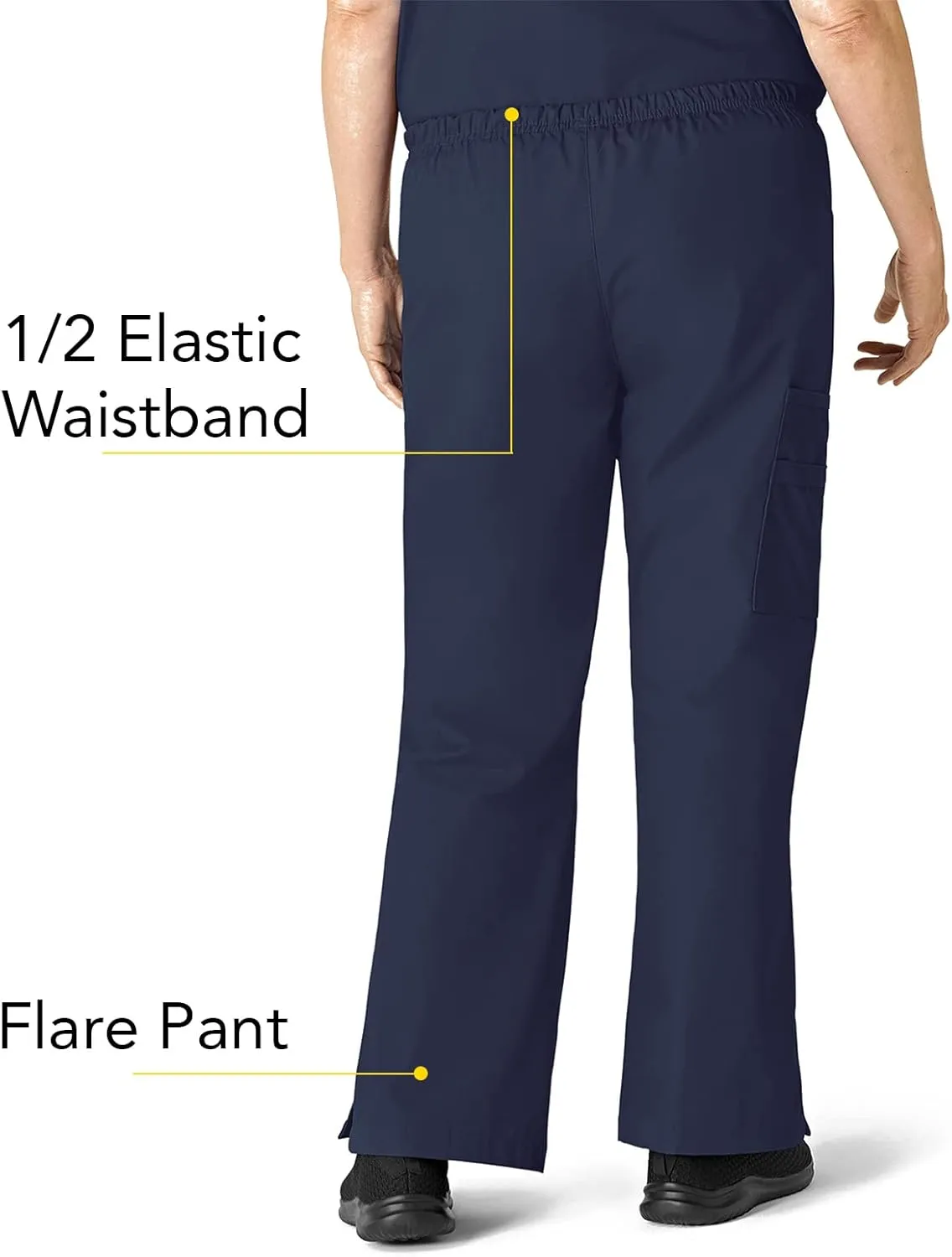 WonderWink Women's Scrubs Romeo Six-Pocket Flare Leg Pant - XS-5XL, 6 Pockets, Elastic Waistband with Convertible Drawstring