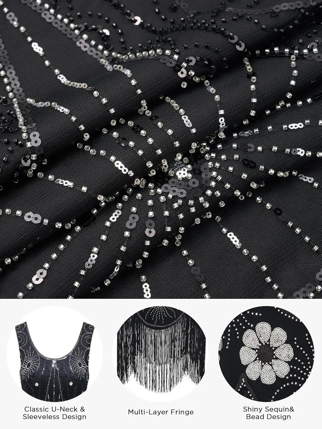 YESSA Great Gatsby Dresses for Women,Flapper Dresses 1920s Dresses for Women Roaring 20s Costumes With 20s Accessories
